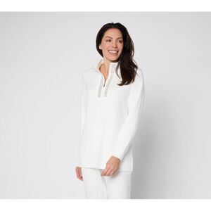 Belle by Kim Gravel Women's Top Petite PM ScubaLuxe Sparkle White A710227
